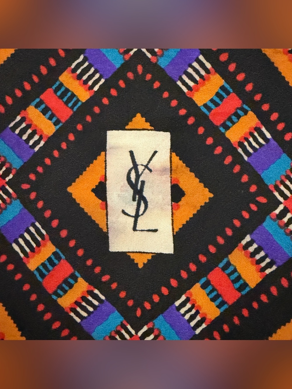 Vintage Yves Saint Laurent YSL Geometric Silk Scarf